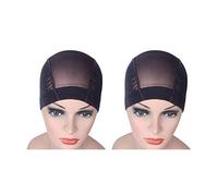 Wig Caps Cappellino in maglia nera per realizzare parrucche pettinature estensibili con fascia elastica larga 2 pezzi/lotto (S)