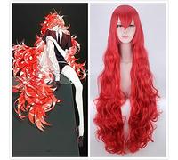 Wig for 110 centimetri Houseki No Kuni Land of The Lustrous Padparadscha Red Ricci Ondulati Lungo Cosplay Resistente Al Calore Capelli Sintetici + Protezione Della Parrucca Gratuita