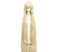 Wig For 51 inches 130cm Long Milk Golden Chobits Chii Blonde Cosplay Wigs With Cosplay Prop Ears Heat Resistance Hair Wigs + Wig Cap OneSize onlywig