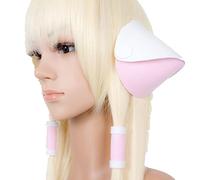 Wig For 51 inches 130cm Long Milk Golden Chobits Chii Blonde Cosplay Wigs With Cosplay Prop Ears Heat Resistance Hair Wigs + Wig Cap OneSize withheadwear