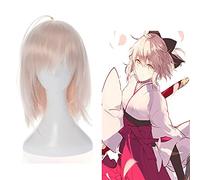 Wig for Anime Fate Grand Order Parrucche Cosplay Okita Souji Parrucca Cosplay Parrucca sintetica Capelli Halloween Carnival Party Sakura Saber Parrucca da donna