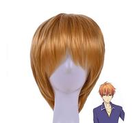 Wig for Anime Fruits Basket Cosplay Soma Souma Kyo Parrucca corta arancione diritta Parrucca sintetica resistente al calore Parrucca cosplay da uomo + Cappuccio per parrucca
