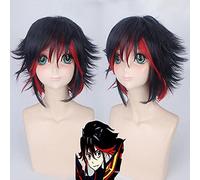 Wig for anime Kill LA Kill cosplay wig Matoi Ryuko Black Red Wigs Short Curly Heat Resistant Synthetic Hair + Wig Cap L Matoi Ryuko wig 291