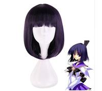 Wig for Anime Sailor Moon Sailor Saturn Parrucca Parrucche Cosplay Tomoe Hotaru 35 cm Viola Nero Mix Breve Bobo Parrucche Sintetiche Dei Capelli + Protezione Della Parrucca come l'immagine