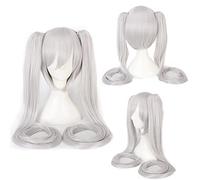 Wig for Anime Vocaloid Hatsune Miku Parrucca Sintetica Coda di Cavallo Black Rock Shooter Senbon Zakura Parrucca Cosplay Capelli Lunghi Parrucche D'argento + protezione della parrucca One Size 26 par