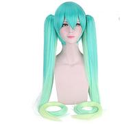 Wig for Anime Vocaloid Hatsune Miku Parrucca sintetica Costume Gioco Parrucche Cosplay miku Parrucche lunghe ondulate blu per capelli + protezione per parrucca Taglia unica CY120-25