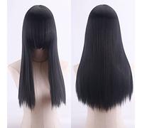Wig for Anime Wigs Cosplay Christmas Cosplay Anime Wig High Temperature Silk Rose Net Colorful 60Cm Thickening Long Straight Hair Color:Zf60-1 Thickening