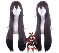 Wig for Anime Wigs Cosplay Christmas Cosplay Wig Original God Amber Brown Turned Both Sides Long Straight Hair