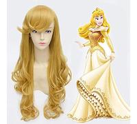 Wig for Bella Addormentata Principessa Parrucca Cosplay Costume Radica Rosa Donne Capelli Sintetici Gialli Lunghi Festa di Halloween Gioco di Ruolo + Protezione per Parrucca Gratuita
