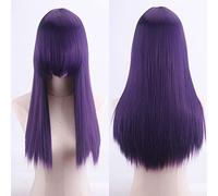 Wig for Carnival Nightlife CluI Party Dress Up Wig Cosplay Anime Wig High Temperature Silk Rose Net Colorful 60Cm Thickening Long Straight Hair Color:Zf60-24 Thickening