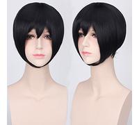 Wig for Carnival Nightlife CluI Party Dress Up Wig Cosplay Wig Multicolor Universal Face Short Hair Msn Black And White Short Hair Bobo Headgear Wig Color: K047-4 Natural Black