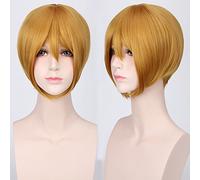 Wig for Carnival Nightlife CluI Party Dress Up Wig Cosplay Wig Multicolor Universal Face Short Hair Msn Black And White Short Hair Bobo Headgear Wig Color:K047-20 Golden Yellow