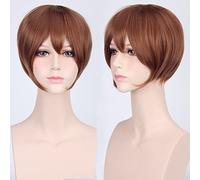 Wig for Carnival Nightlife CluI Party Dress Up Wig Cosplay Wig Multicolor Universal Face Short Hair Msn Black And White Short Hair Bobo Headgear Wig Color: K047-6 Light Brown
