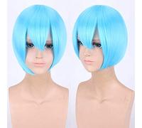 Wig for Carnival Nightlife CluI Party Dress Up Wig Cosplay Wig Multicolor Universal Face Short Hair Msn Black And White Short Hair Bobo Headgear Wig Color:K047-23 Sky Blue