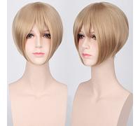 Wig for Carnival Nightlife CluI Party Dress Up Wig Cosplay Wig Multicolor Universal Face Short Hair Msn Black And White Short Hair Bobo Headgear Wig Color: K047-19 Light Linen