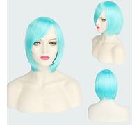 Wig for Carnival Nightlife CluI Party Dress Up Wig Cosplay Wig Short Hair Thickened Face Closing Face Short Hair Color Bobo Headgear Color:3021-25/Water Blue