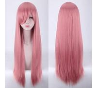 Wig for Carnival Nightlife CluI Party Dress Up Wig Cosplay Wig Universal 80Cm Color Long Straight Hair Style Men And Women Universal Straight Hair Color:Zf80-010 Smoke Pink (Rose Net)