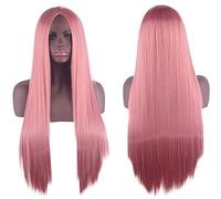 Wig for Carnival Nightlife CluI Party Dress Up Wig Cosplay Wig Universal Split Scalp Black Long Straight Hair 80Cm Anime Wig Color: Smoke Pink