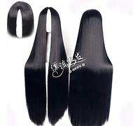 Wig for cos wig, black long straight hair, mid-point costume anime, the same style, unisex cosplay costume wig, color: PL-661 mid-point 120CM