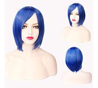 Wig for cosplay wig short hair thickened face closed face short hair color bobo headgear color: 3021-06/mixed blue