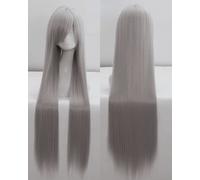 Wig for cosplay wig universal 100CM color long straight hair cos animation high temperature wire 099 color:rose net 017 [1 meter] silver gray