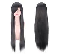 Wig for cosplay wig universal 80cm color long straight hair style men and women universal straight hair color:ZF80-07 black (rose net)