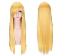 Wig for Fashion Trend For Daily Use Cosplay Wig Universal 80Cm Color Long Straight Hair Style For Men And Women Universal Straight Hair Color:Zf80-017 Ingot Yellow (Rose Net)