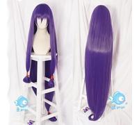 Wig for Fate Grand Order FGO Nitocris Cosplay Servo Caster 150 cm Lungo Rettilineo Viola Capelli Sintetici Festa di Halloween + Protezione Parrucca Gratuita A