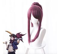 Wig for Gioco LOL KDA Akali Parrucche Cosplay Stile The Rogue Assassin Donne Esplosione Dei Capelli Girato Coda di Cavallo Parrucche Di Natale di Halloween