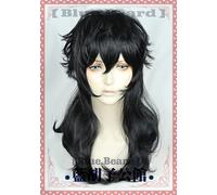 Wig for Gioco P5 Persona 5 Akira Kurusu JOKER Cosplay Parrucca Gioco di Ruolo Festa di Concerto Capelli Neri Naturali Capelli Ricci Capelli Sintetici + Cap B