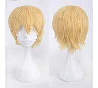 Wig for Halloween Fashion Christmas Party Dress Up Wig Cosplay Anime Wig Universal Color Harajuku Anti-Curled Men'S Short Hair Anti-Curled Style Color: K049-12 No. Prince Gold