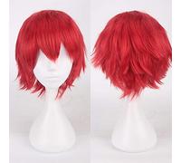 Wig for Halloween Fashion Christmas Party Dress Up Wig Cosplay Anime Wig Universal Color Harajuku Anti-Curled Men'S Short Hair Anti-Curled Style Color: K049-8 Dark Red