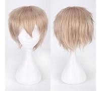 Wig for Halloween Fashion Christmas Party Dress Up Wig Cosplay Anime Wig Universal Color Harajuku Anti-Curled Men'S Short Hair Anti-Curled Style Color: K049-11 Dark Linen