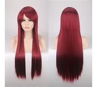 Wig for Halloween Fashion Christmas Party Dress Up Wig Cosplay Wig Color Anime Wig Long Hair Style Headgear 80Cm Straight Hair Color: 80Cm Dark Red K026-20