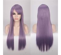 Wig for Halloween Fashion Christmas Party Dress Up Wig Cosplay Wig Color Anime Wig Long Hair Style Hood 80Cm Straight Hair Color: 80Cm Smoke Purple K026-17