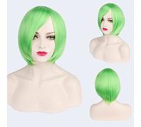 Wig for Halloween Fashion Christmas Party Dress Up Wig Cosplay Wig Short Hair Thickened Face Closed Face Short Hair Color Bobo Headgear Color: 3021-19/Green