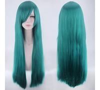 Wig for Halloween Fashion Christmas Party Dress Up Wig Cosplay Wig Universal 80Cm Color Long Straight Hair Style Men And Women Universal Straight Hair Color:Zf80-014 Dark Green (Rose Net)