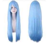 Wig for Halloween Fashion Christmas Party Dress Up Wig Cosplay Wig Universal 80Cm Color Long Straight Hair Style For Men And Women Universal Straight Hair Color:Zf80-020 Rose Net)