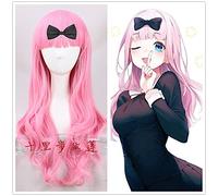 Wig for Kaguya-sama: Love is War Fujiwara Chika Cosplay Parrucca di Capelli Lunghi Capelli Rosa Lisci Donne Lolita Capelli Costume di Carnevale di Halloween