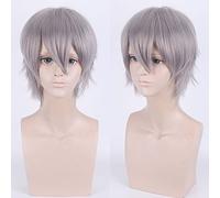 Wig for Matching Clothes Dressing Up Masquerade Cos Wig Juvenile Reverse Warped Short Hair Color Universal Men'S Wig Cosplay Anime Wig Color:Pl-002-26#浅灰