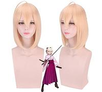 Wig for Parrucca corta rosa chiaro FGO Fate/Grand Order parrucca di capelli halloween Mash Kyrielight Demi-Servant Shielder Merlin Cosplay parrucca + protezione per parrucca taglia unica 478