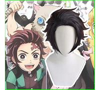 Wig for Parrucca Cosplay Anime Blade Of Demon Parrucca Cosplay Tanjirou Kamado Parrucca sintetica resistente al calore Capelli Halloween Party