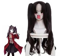Wig for Parrucca Cosplay Anime Fate Stay Night Parrucca Cosplay Tohsaka Rin Parrucca sintetica resistente al calore a doppia coda di cavallo Festa di Carnevale di Halloween
