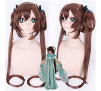 Wig for Parrucca da gioco anime Costume cosplay Parrucche sintetiche marroni lunghe per feste Spada a rete Spada Tre cancelli lunghi