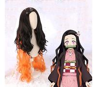 Wig for Parrucche Cosplay Anime S Nezuko Kamado Cosplay Parrucca sintetica Capelli Halloween Party Blade Of Demon Cosplay Wig