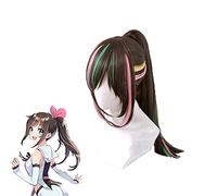 Wig for Parrucche Kizuna Ai Cosplay Youtuber 1st Live Hello World Parrucche sintetiche lunghe a coda di cavallo da 65 cm Perucas + Rete per capelli gratuita
