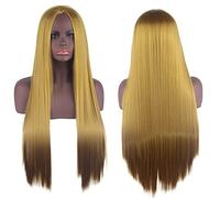 Wig for Perfect for everyday parties Cosplay Wig Universal Scalp Black Long Straight Hair 80Cm Anime Wig Color: Khaki