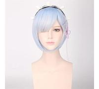Wig for Re: La vita in un mondo diverso da Zero Rem e Ram Cosplay Parrucca Halloween Play Party Stage Capelli sintetici 2 colori Parrucca Fascia tornante