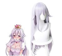 Wig for Super Mario Princess Bowsette Bowser Peach Teresa Boo Capelli sintetici argento lunghi dritti Cosplay Halloween Party + cuffia per parrucca gratuita