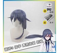 Wig for Tipo Honkai Impact 3 Parrucca lunga da donna Cosplay MmiHoYo Parrucche sintetiche resistenti al calore per feste di Halloween + Cappuccio per parrucca